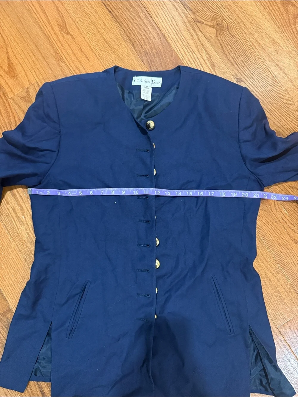 Christian Dior Vintage Navy Jacket with Gold Buttons Size 16